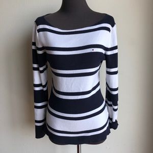 Tommy Hilfiger sz L striped boat neck sweater
